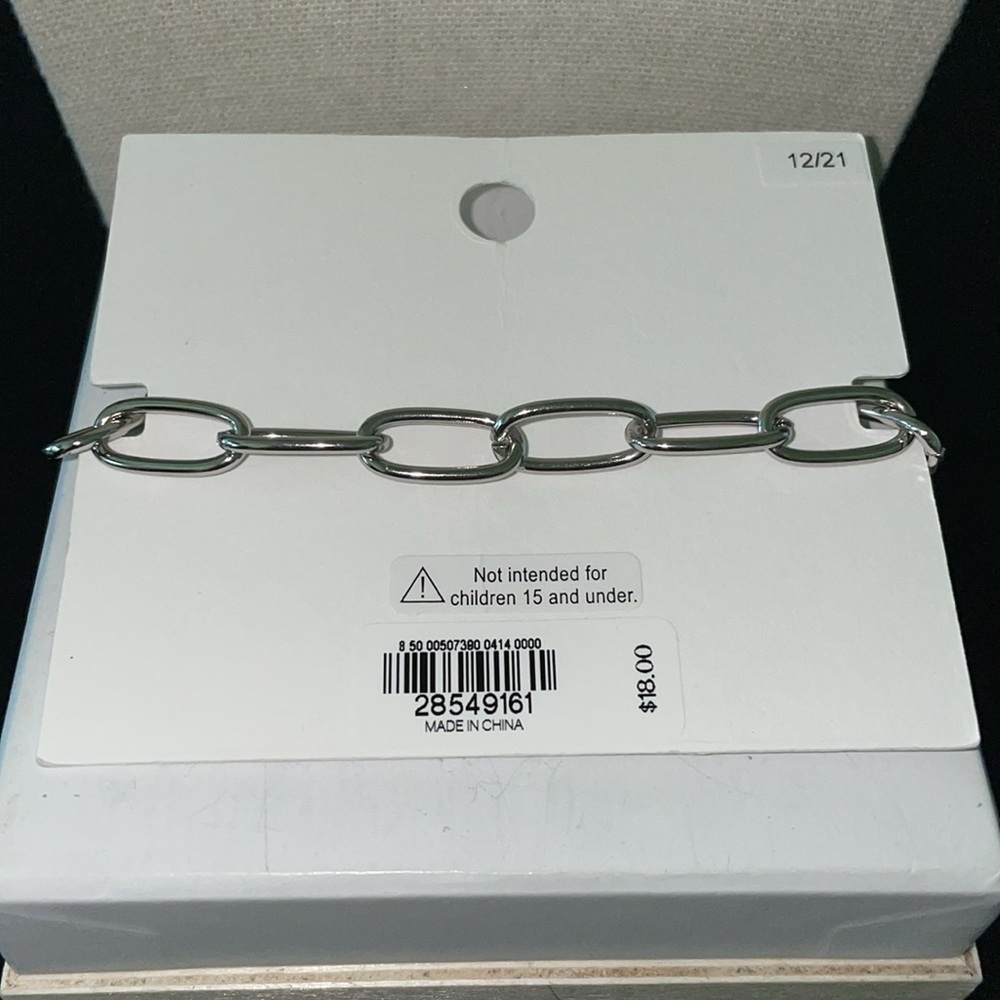 EXPRESS Silvertone Link, toggle clasp bracelet - Picture 4 of 4